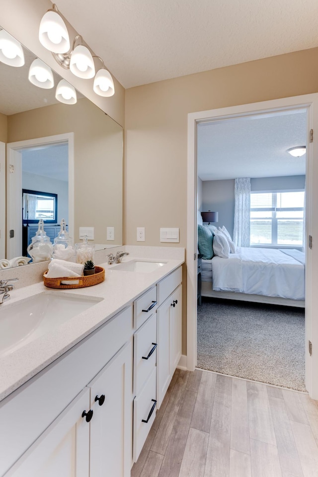 bathroom with vanity, wood-type flooring, and a wealth of natural light