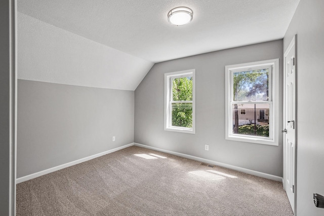 1415 Galtier St, Saint Paul, MN 55117 - bonus room featuring carpet flooring, lofted ceiling, baseboards, and a textured ceiling