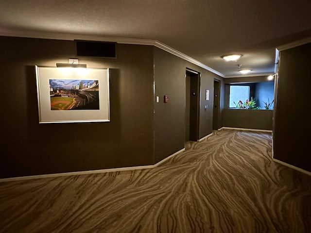 hallway featuring crown molding