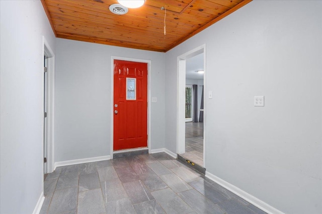 entryway with wooden ceiling