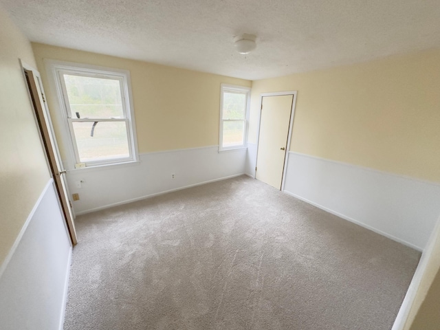 carpeted empty room featuring a textured ceiling and a wealth of natural light