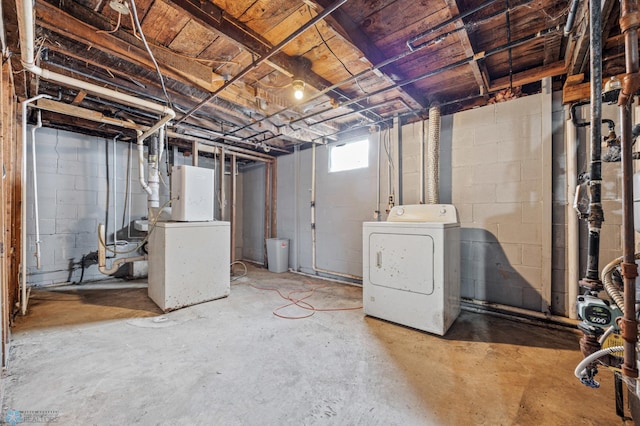 basement with washer / clothes dryer