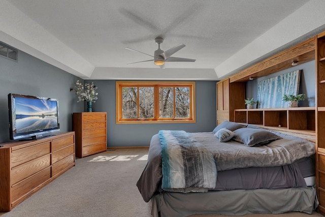 5061 Oxbow Pl, Champlin, MN 55316 - carpeted bedroom with ceiling fan and a textured ceiling