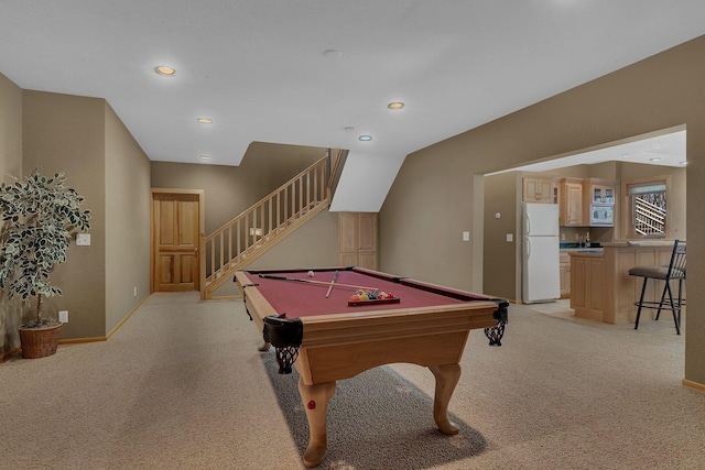 5061 Oxbow Pl, Champlin, MN 55316 - playroom with light colored carpet, recessed lighting, and pool table