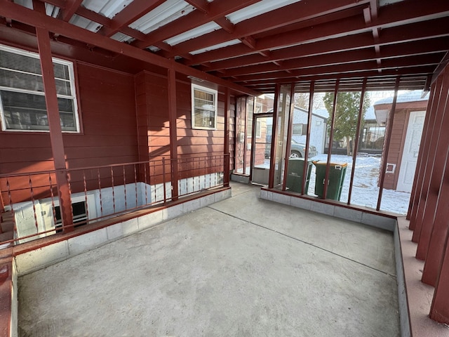 view of unfurnished sunroom