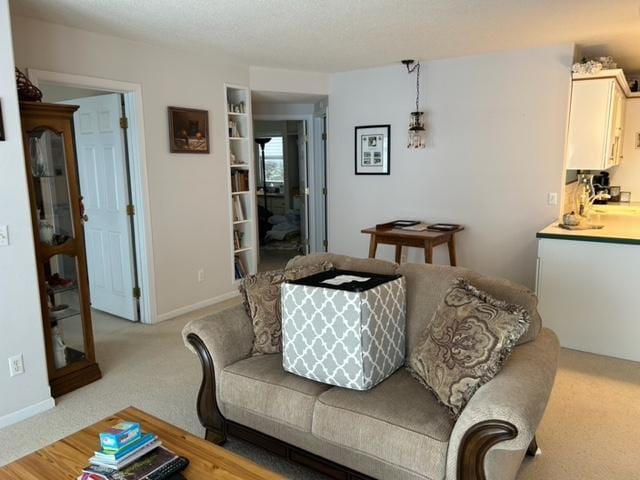 living room with light carpet