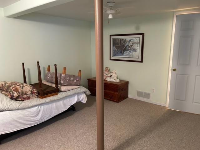 bedroom with carpet floors and ceiling fan