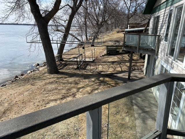 view of yard with a water view