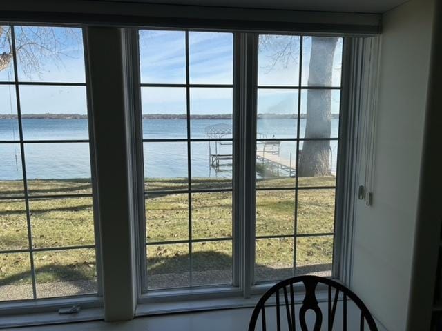 doorway featuring a water view