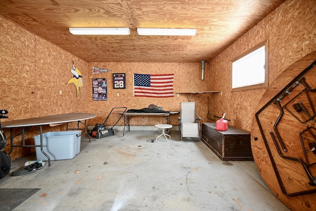 miscellaneous room with wooden ceiling