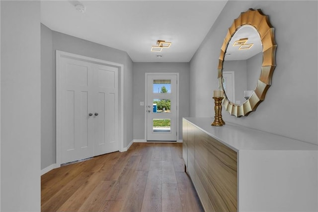 doorway featuring light wood-type flooring