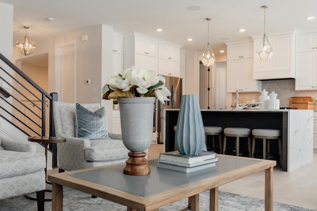 interior space with an inviting chandelier