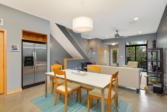 dining room with ceiling fan