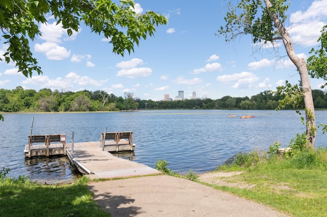 dock area featuring a water view