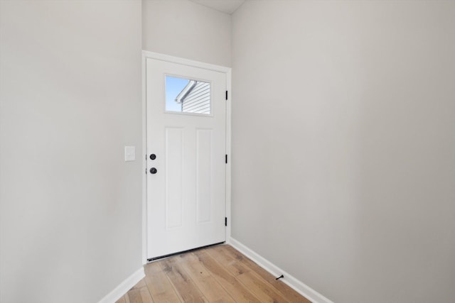 doorway featuring light hardwood / wood-style floors