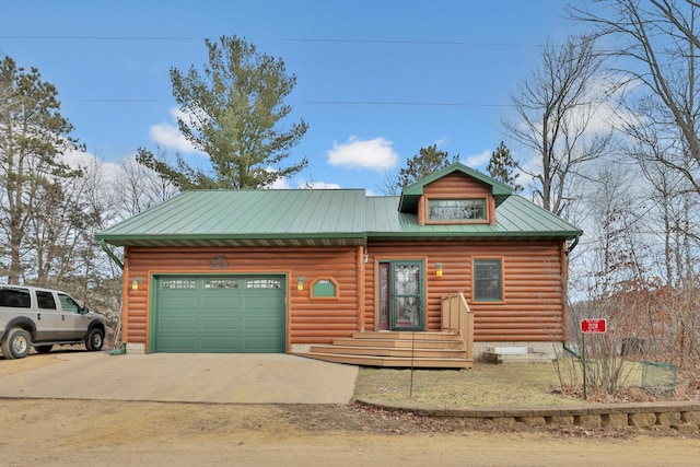 view of log cabin