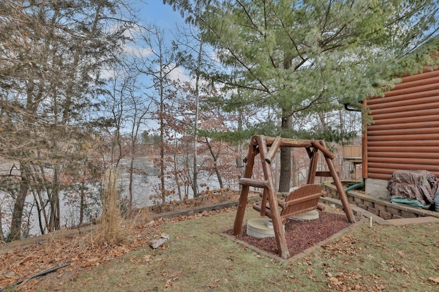 view of yard with a playground