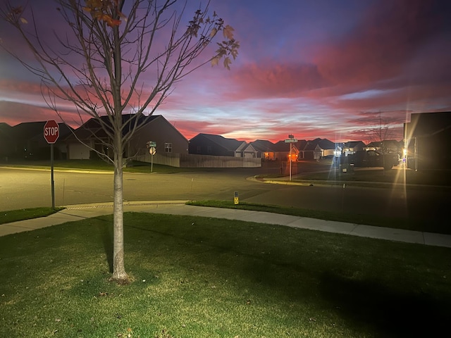 view of yard at dusk