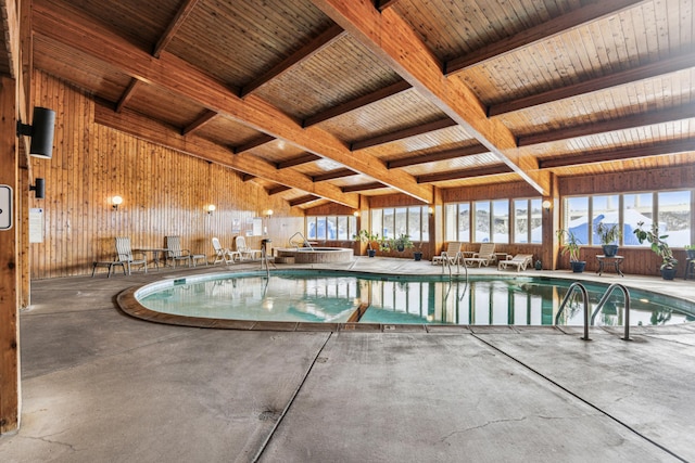 view of swimming pool featuring a mountain view