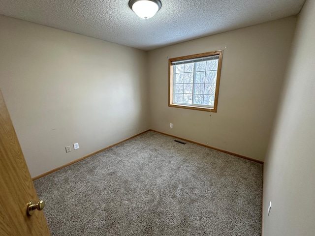 empty room featuring carpet flooring and a textured ceiling