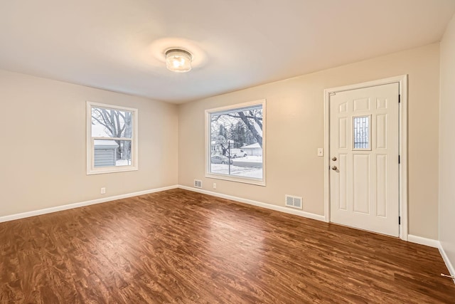 foyer featuring dark wood-type flooring