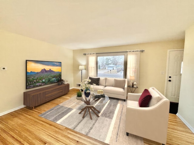 living room featuring light wood-type flooring