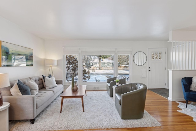 living room featuring wood-type flooring