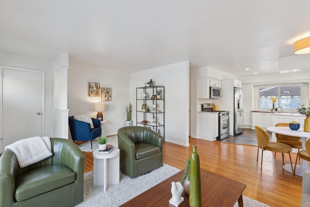 living room featuring wood-type flooring