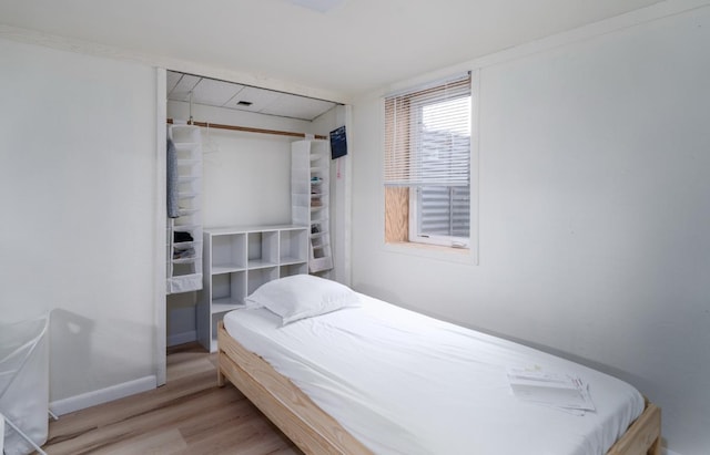 bedroom featuring light hardwood / wood-style flooring