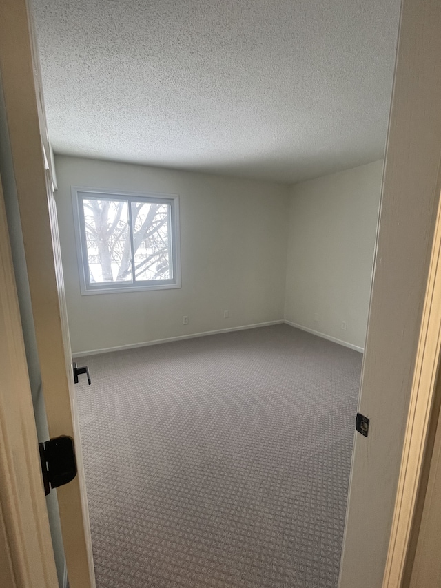 unfurnished room featuring carpet floors and a textured ceiling