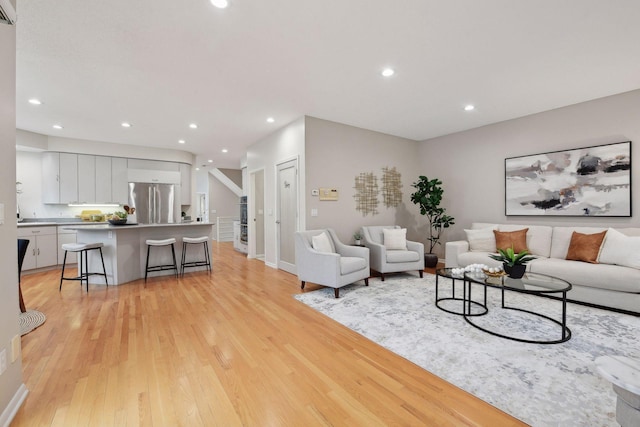 living room with light wood-type flooring