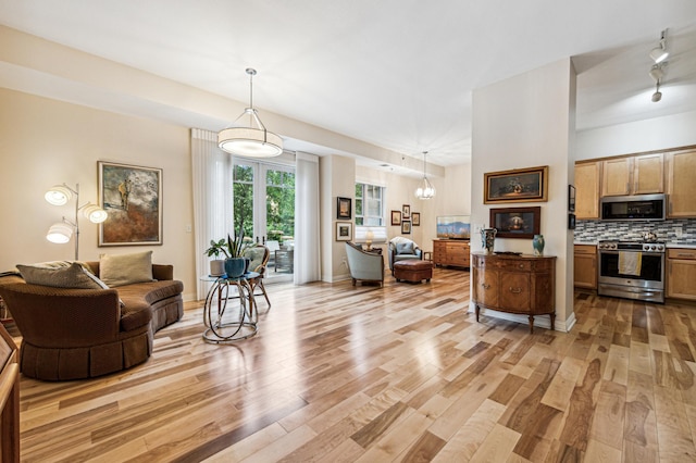 living room featuring light hardwood / wood-style floors