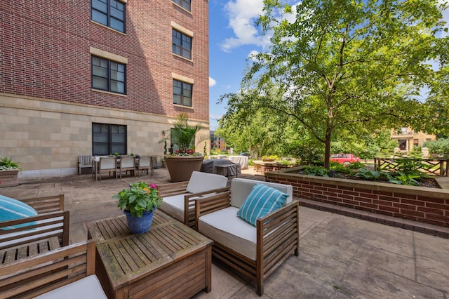 view of patio with an outdoor living space