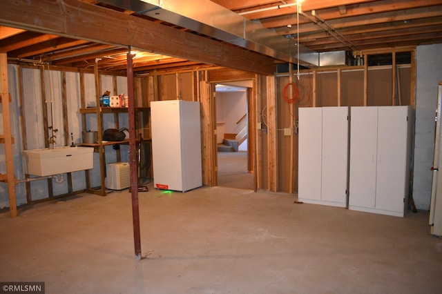 basement with sink