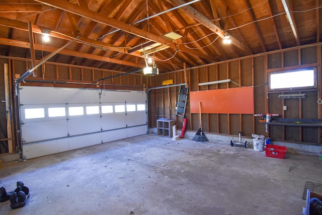 garage with a garage door opener