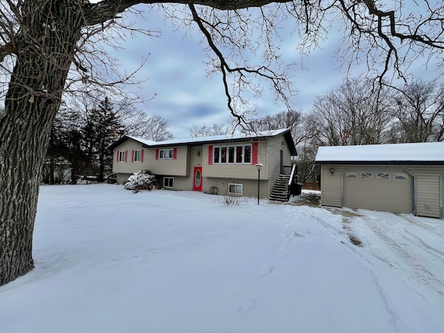 bi-level home featuring a garage