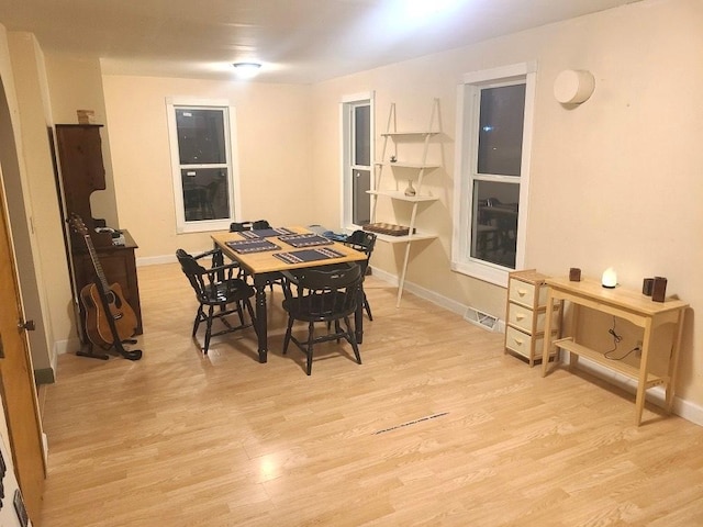 dining room with light hardwood / wood-style floors