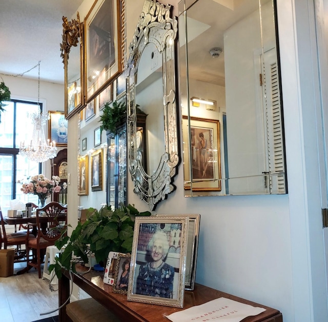 interior space featuring a notable chandelier