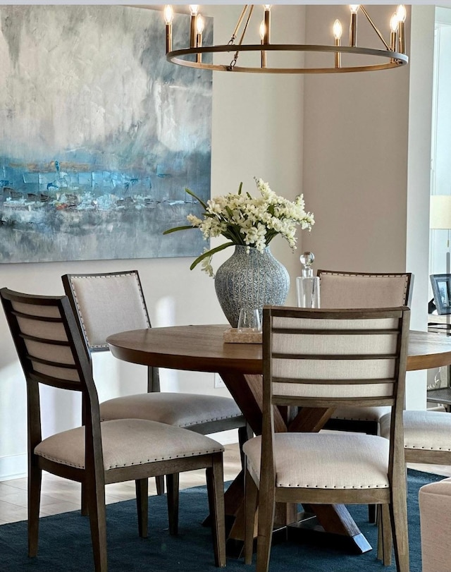 dining space featuring carpet flooring