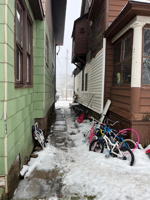 view of snowy exterior