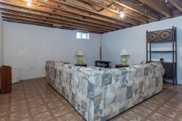 living room with light parquet flooring