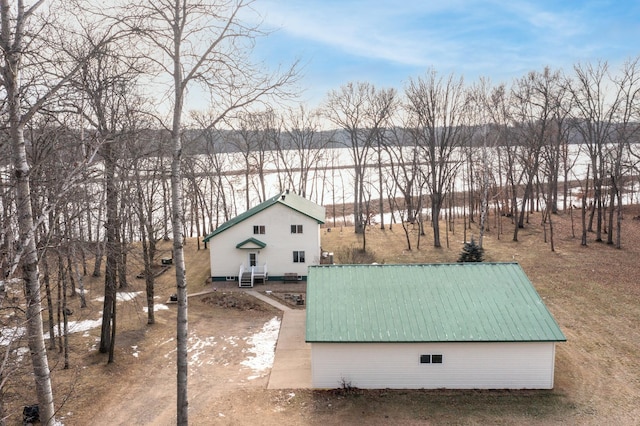 view of snow covered property