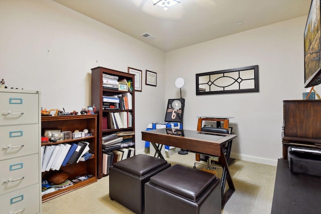 office area with light colored carpet