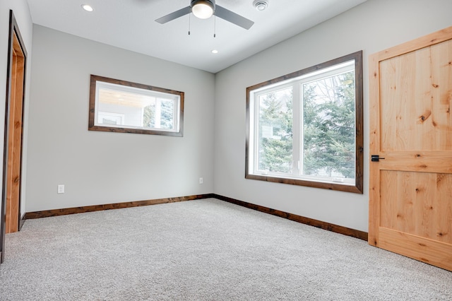 empty room featuring baseboards, carpet flooring, and plenty of natural light