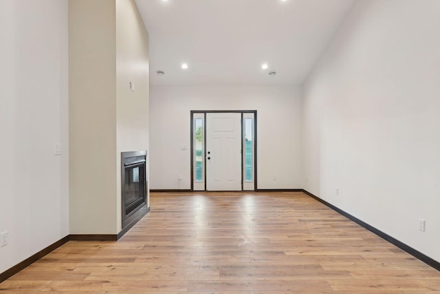 interior space with light hardwood / wood-style floors