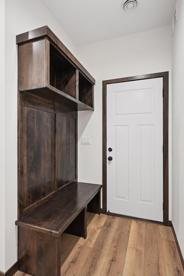 mudroom with light wood-type flooring