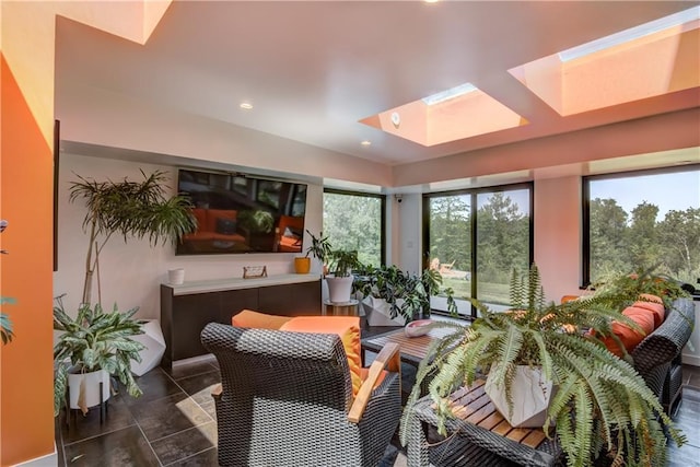 interior space featuring a skylight