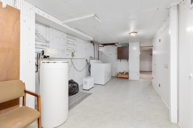 basement featuring washing machine and dryer