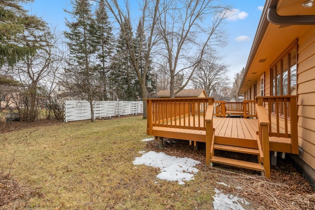 view of yard featuring a deck