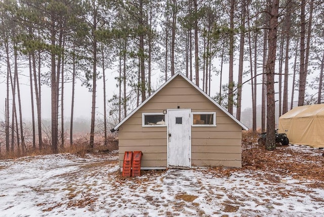 view of snow covered structure